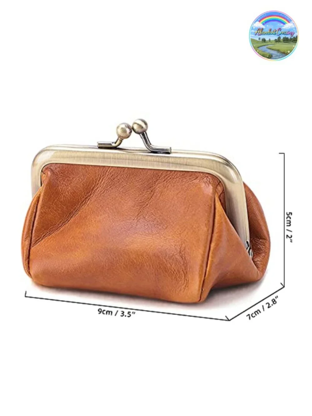 Genuine Leather Kiss Lock Clutch Bag Coin Purse Retro Wristlet